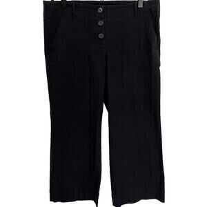 Theory Kick Pant Black Stretch Cotton Blend Cropped Flare Pants Size 12